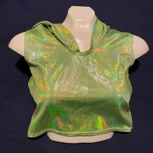 Holographic lime green crop top